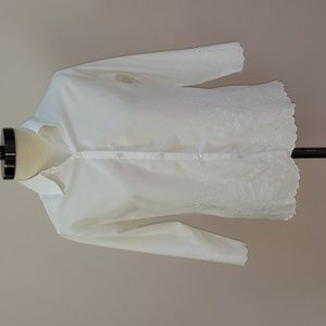 Goodclothes White Cotton Embroidered Button-front Shirt, Size Small